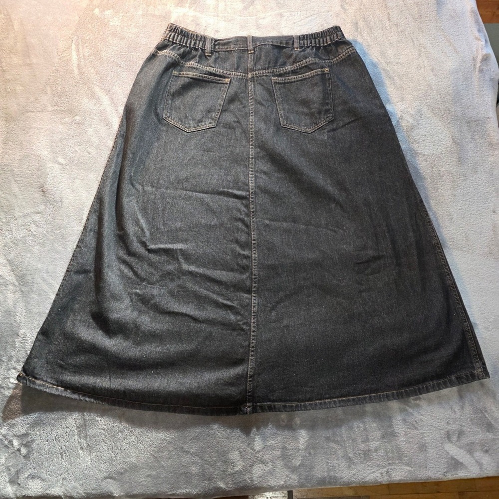 Cottagecore Vintage Roaman's Women 18W Dark Wash Denim A-Line Maxi Skirt Cotton - Picture 7 of 7
